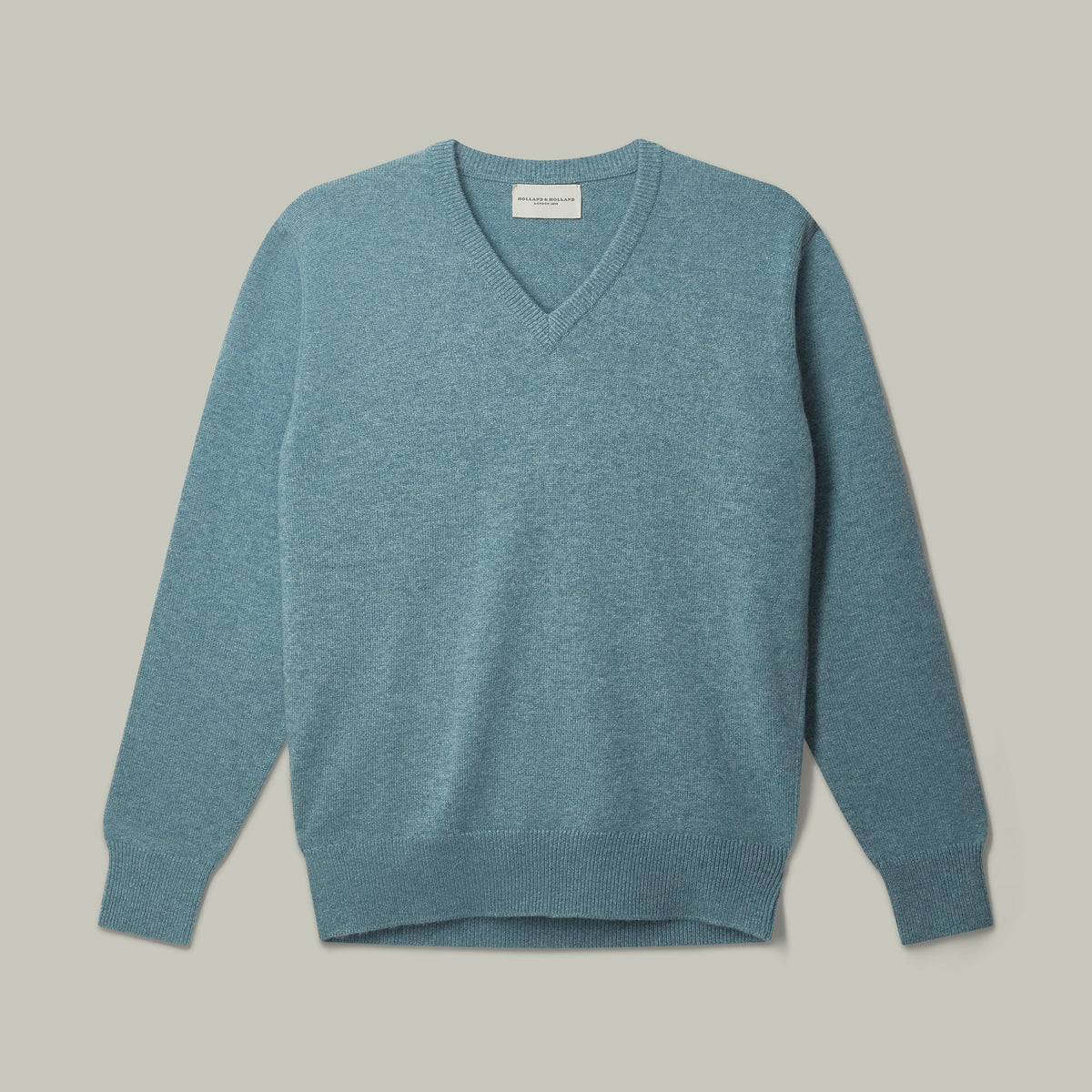 H&H - Harrow Cashmere V-Neck Sweater - Blue Lovat