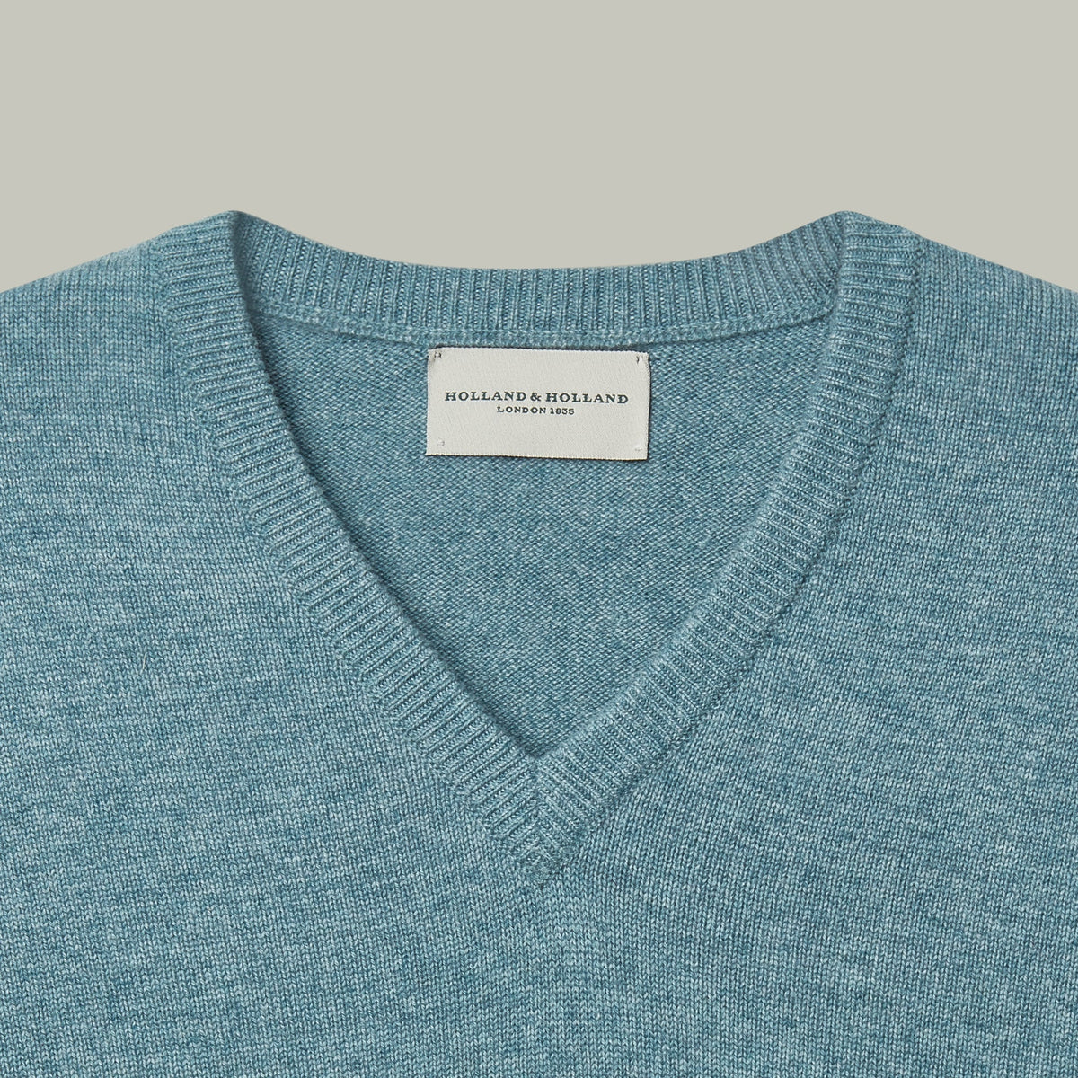 H&H - Harrow Cashmere V-Neck Sweater - Blue Lovat