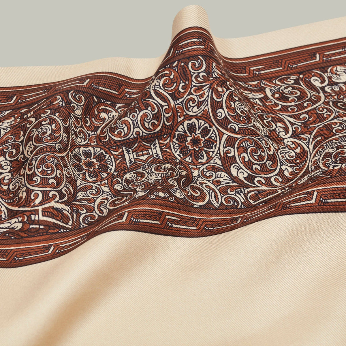 H&H - Harrow Silk Heritage Trade Label Scarf - Sepia