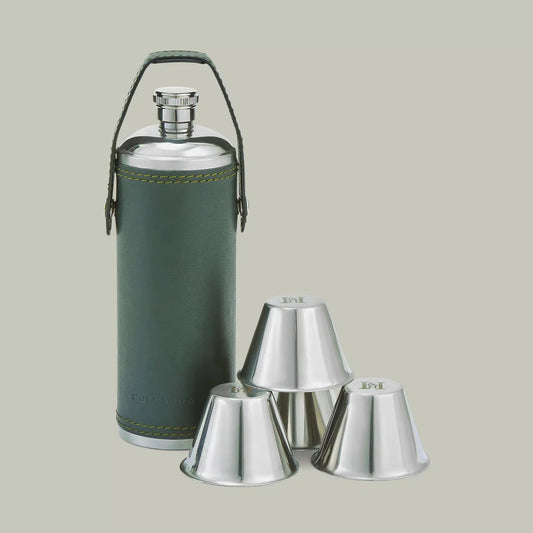 H&H <br> Leather Covered Hunter's Flask & Cups