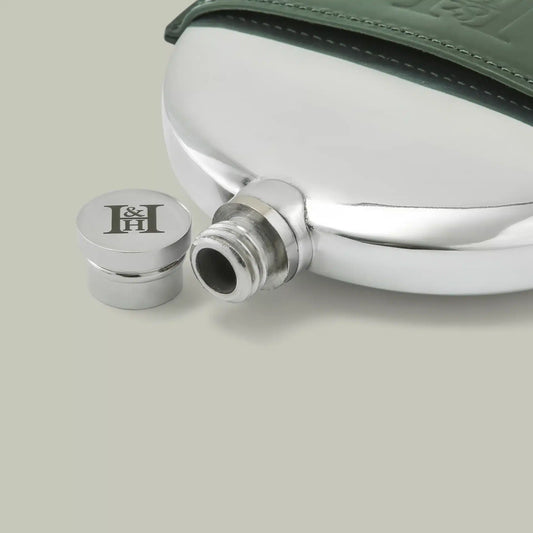 H&H <br> Round 6oz Pewter Hip Flask