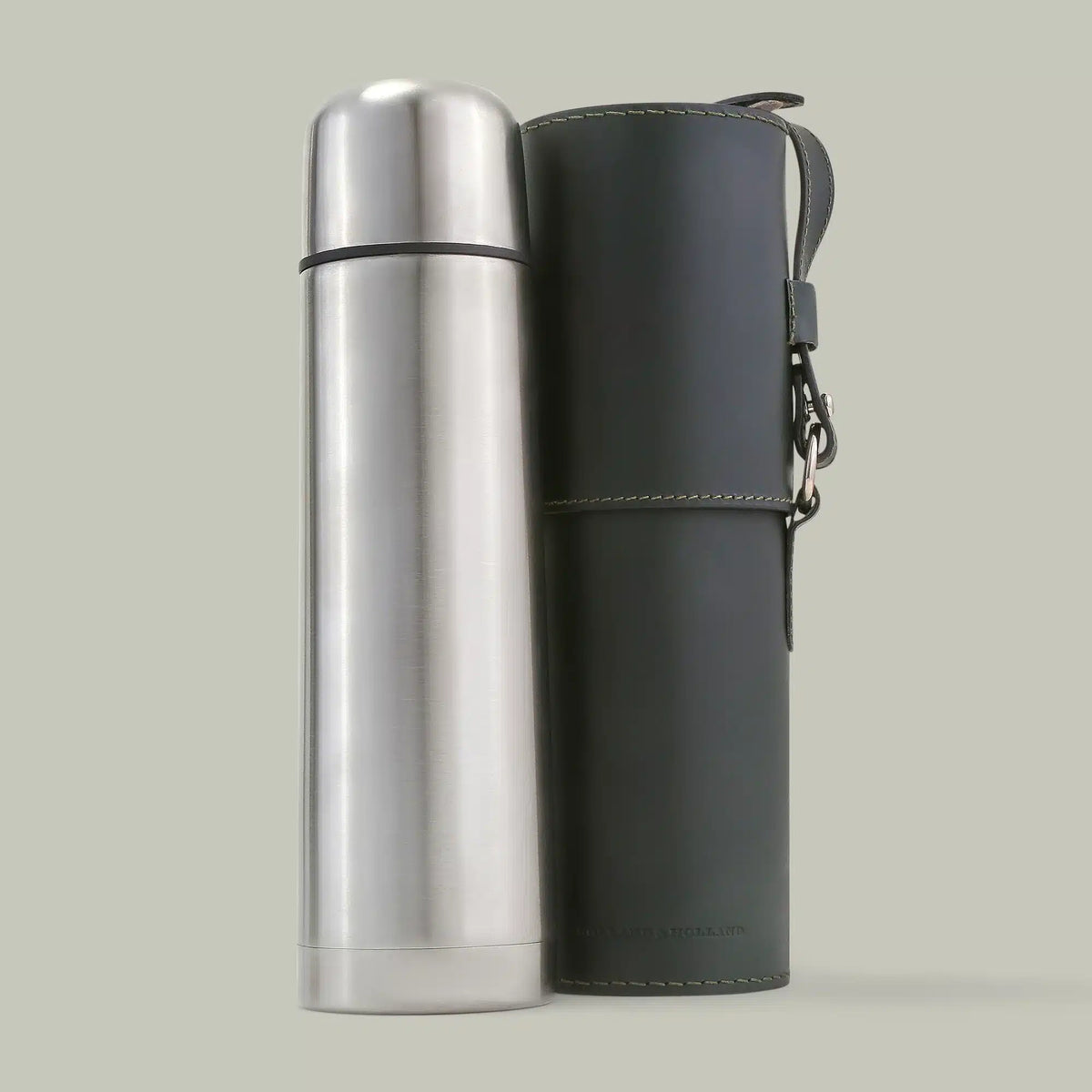 H&H <br> Thermal Flask In Leather Barrel