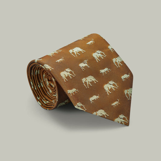 H&H - Harrow Big Five Woven Silk Tie - Sahara