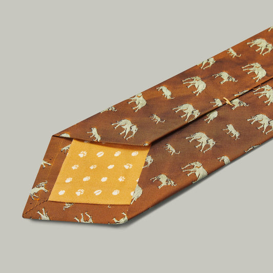 H&H - Harrow Big Five Woven Silk Tie - Sahara