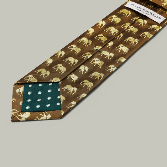 H&H - Harrow Silk Woven Tie - Elephant - Gold