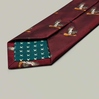H&H - Harrow Silk Woven Tie - Flying Grouse - Berry