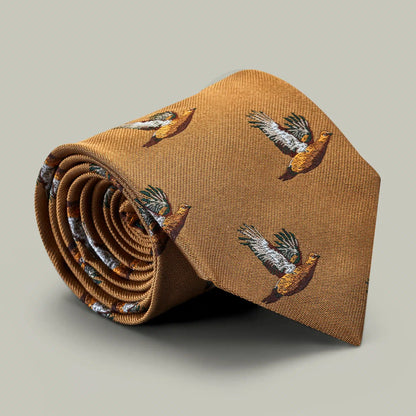 H&H - Harrow Silk Woven Tie - Flying Grouse - Gold