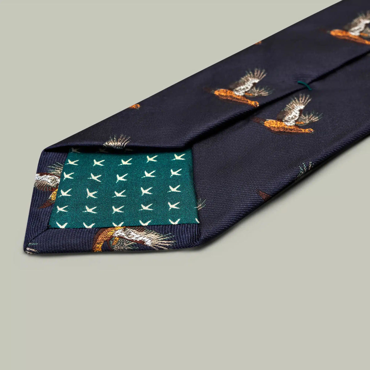 H&H - Harrow Silk Woven Tie - Flying Grouse - Indigo