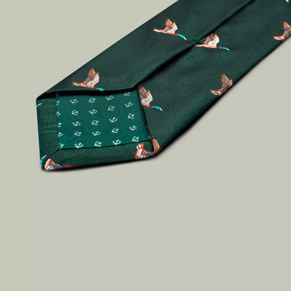 H&H - Harrow Silk Woven Tie - Flying Mallard - Holly