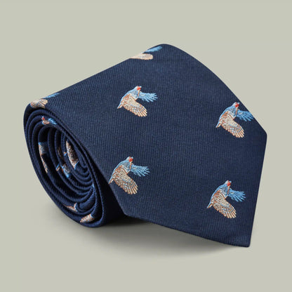 H&H - Harrow Silk Woven Tie Flying Partridge - Indigo