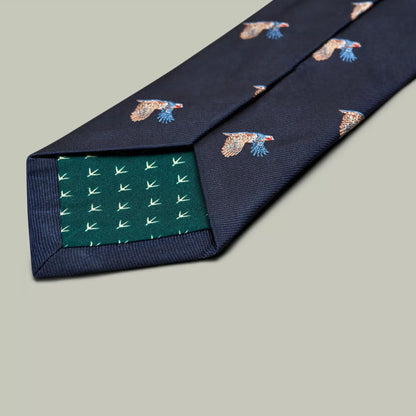 H&H - Harrow Silk Woven Tie Flying Partridge - Indigo