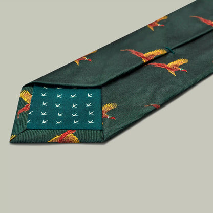 H&H - Harrow Silk Woven Tie Flying Pheasant - Holly
