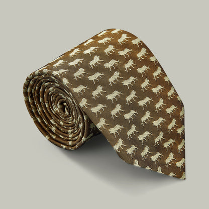 H&H - Harrow Silk Woven Tie Lion - Gold