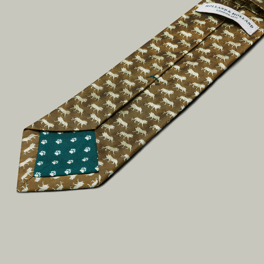 H&H - Harrow Silk Woven Tie Lion - Gold