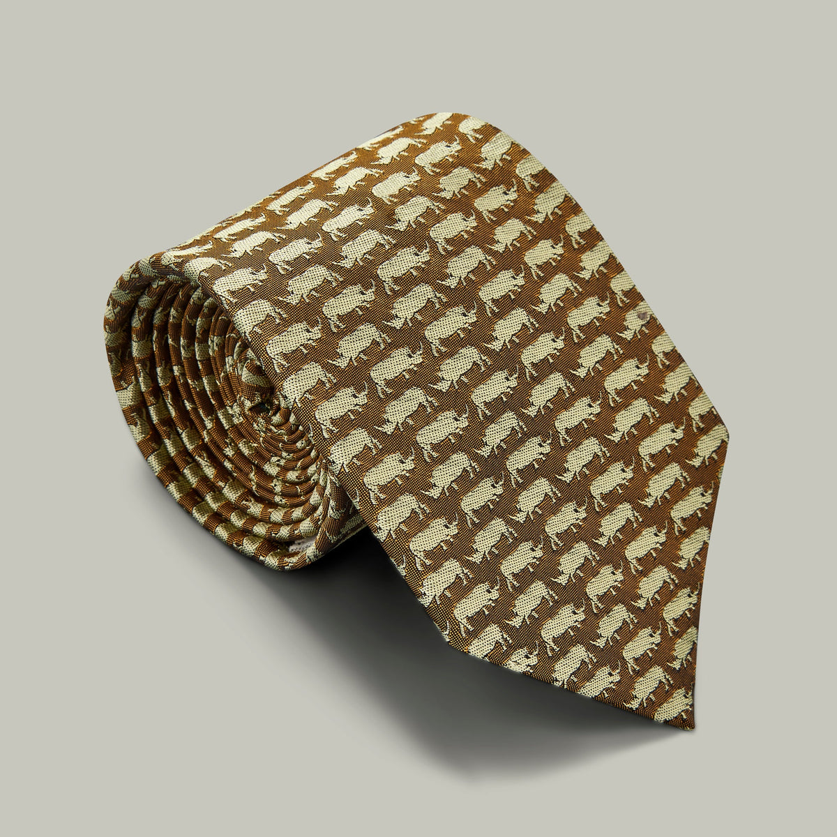 H&H - Harrow Silk Woven Tie - Rhino - Gold