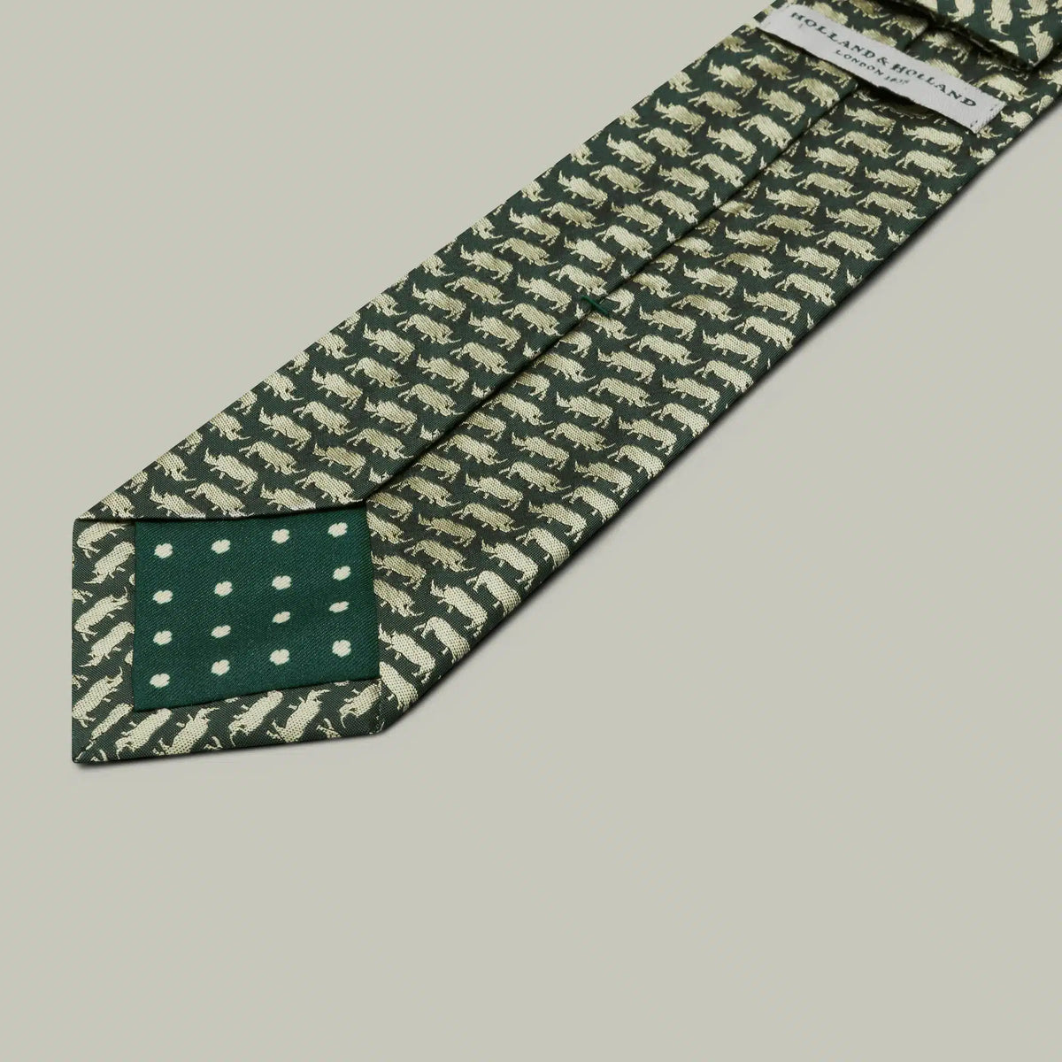 H&H - Harrow Silk Woven Tie - Rhino - H&H Green