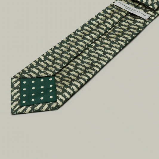H&H - Harrow Silk Woven Tie - Rhino - H&H Green