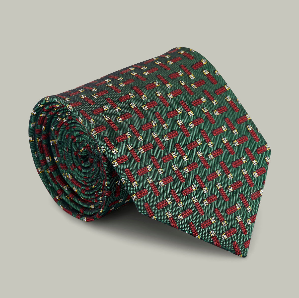 H&H - Harrow random cartridge woven silk tie - H&H Green