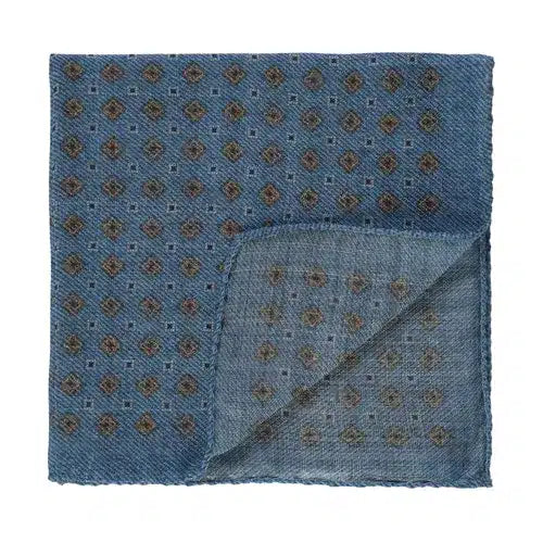House Of Amanda Christensen <br> Pocket Square Medallion - Blue Melange