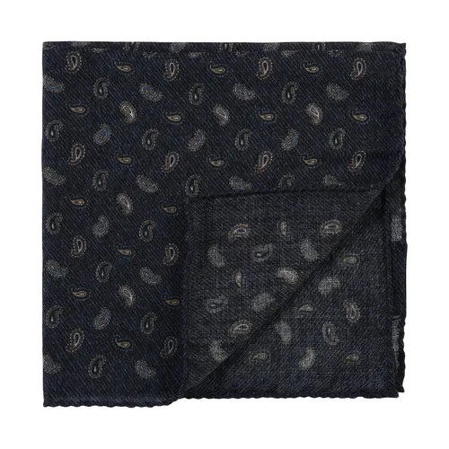 House of Amanda Christensen Paisley Pocket Square - Navy Melange