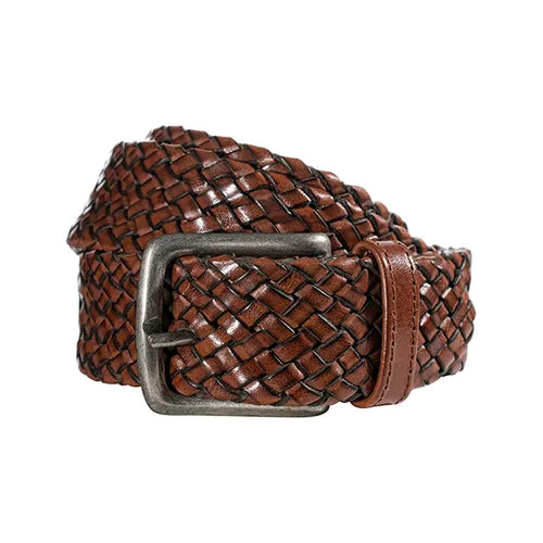 House of Amanda Christensen Braided Leather Belt - Cognac