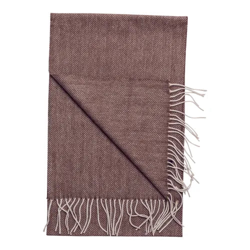 House of Amanda Christensen Herringbone Wool Scarf - Brown