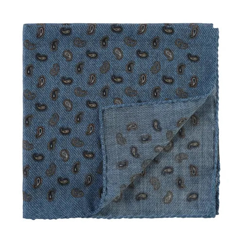 House of Amanda Christensen Paisley Pocket Square - Blue Melange