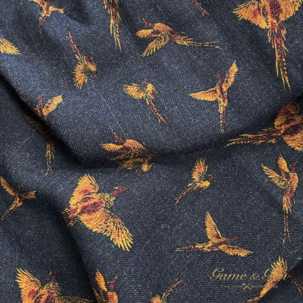 Portia <br> Wool Scarf Pheasant Dark Blue