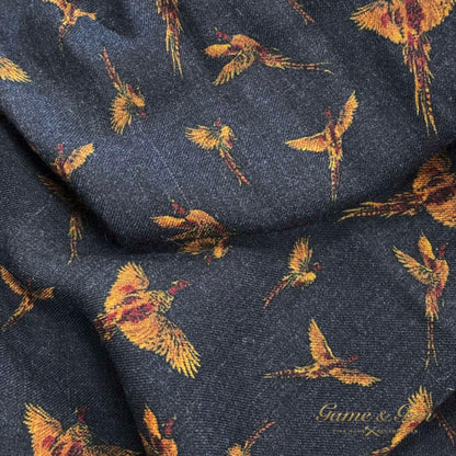 Portia <br> Wool Scarf Pheasant Dark Blue