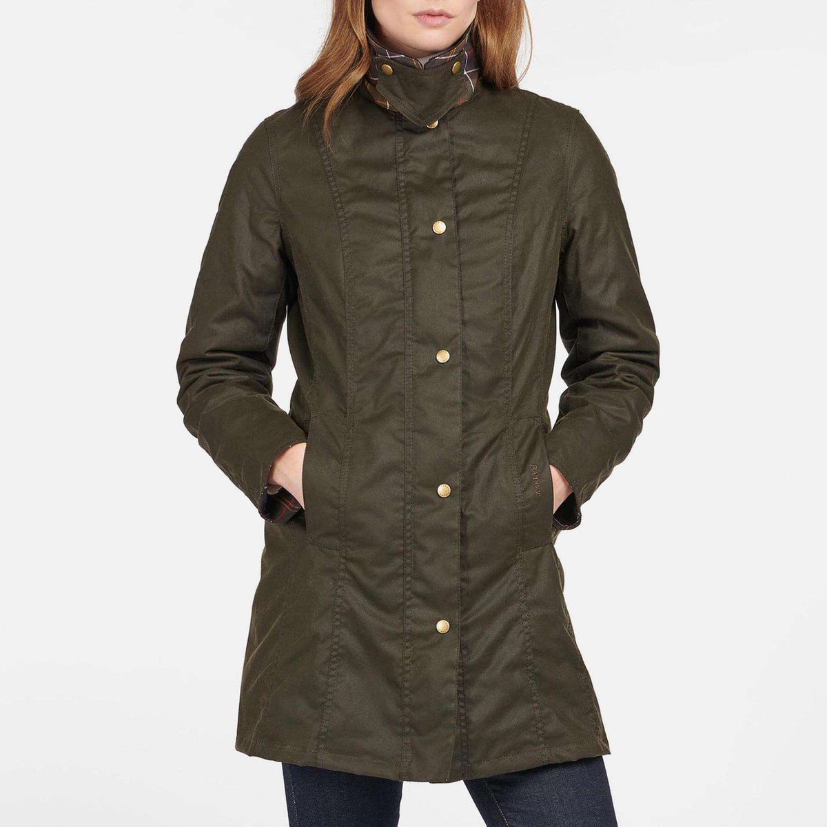 Barbour <br> Belsay Womens Wax Jacket Olive Classic Size 14