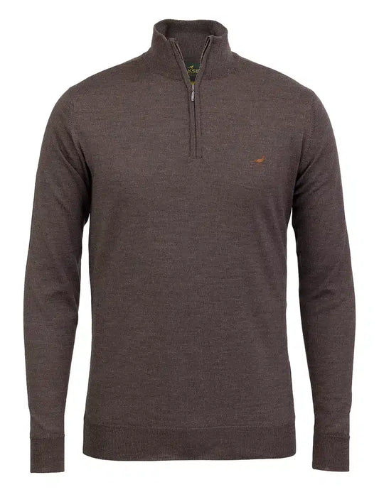 Laksen Sporting <br> Norfolk Zip-Neck - Chocolate