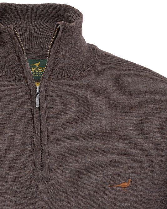 Laksen Sporting <br> Norfolk Zip-Neck - Chocolate