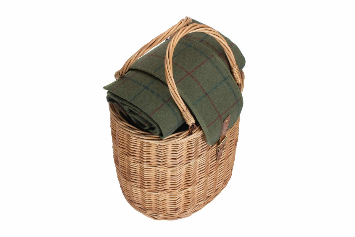 Oval Green Tweed Chiller Hamper Basket