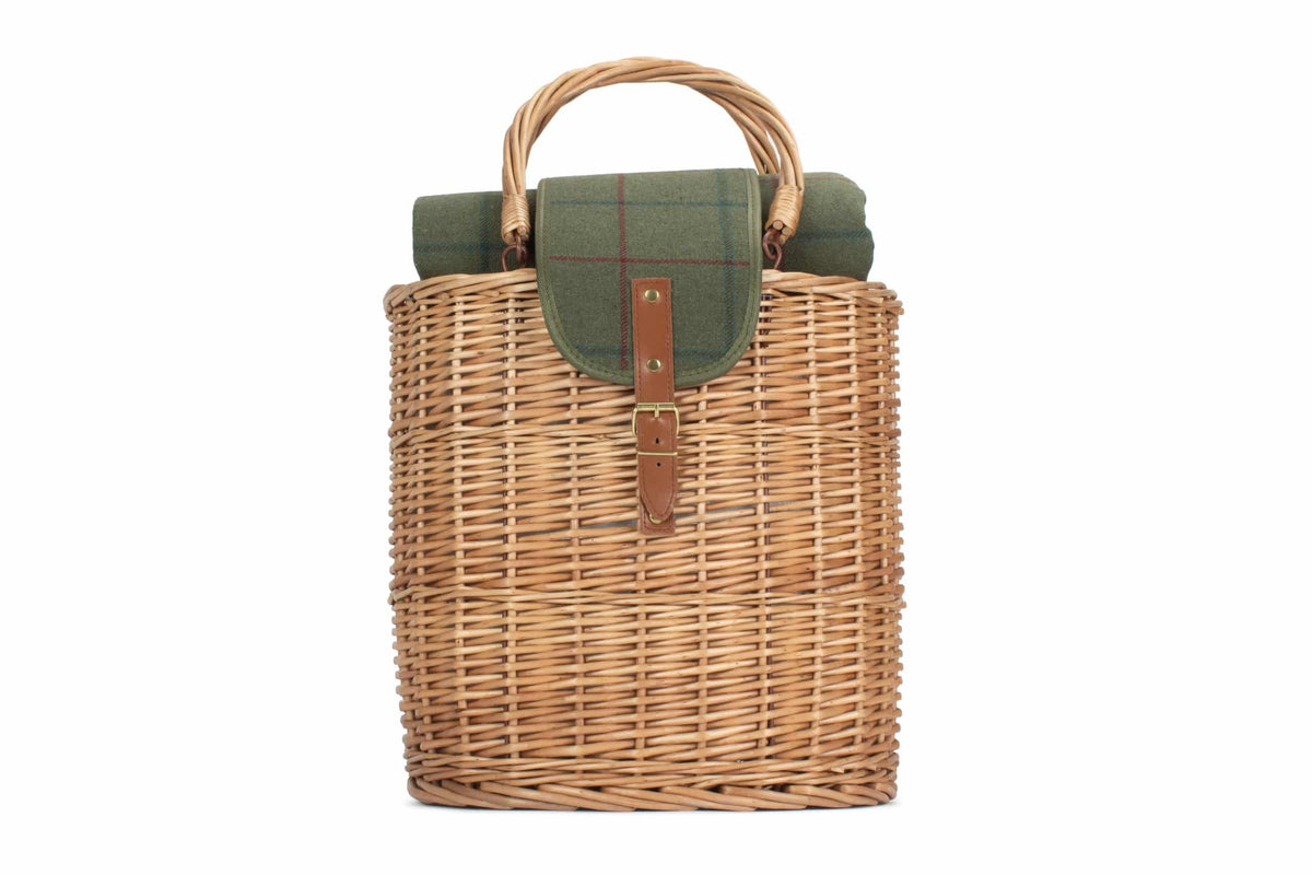 Oval Green Tweed Chiller Hamper Basket