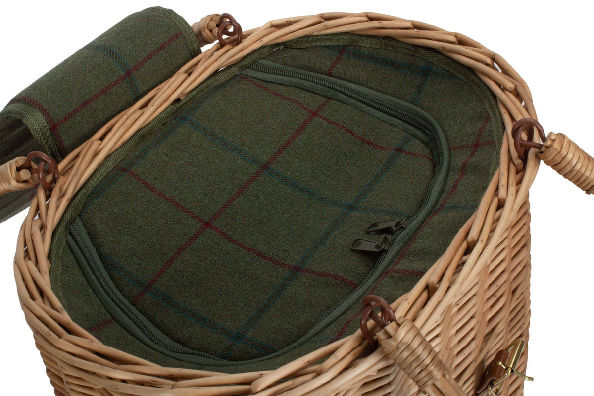 Oval Green Tweed Chiller Hamper Basket