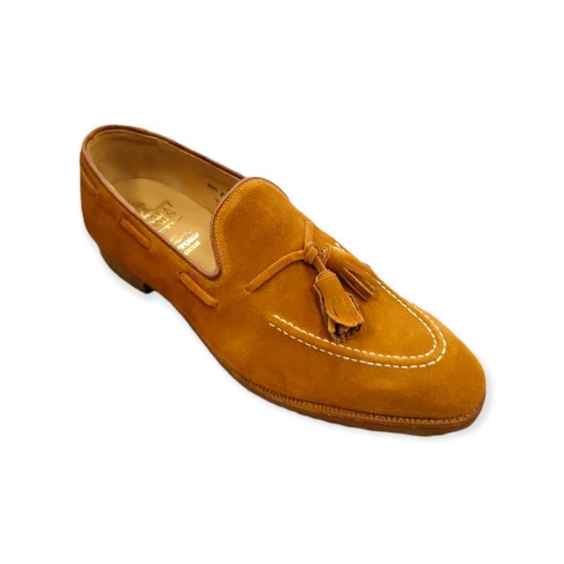 Crockett & Jones <br> Guernsey Burnt Orange Suede Tassel Loafer