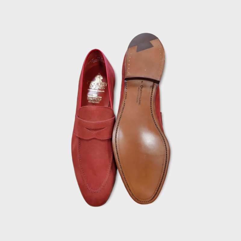 Crockett & Jones <br> Teign Red Suede Loafer