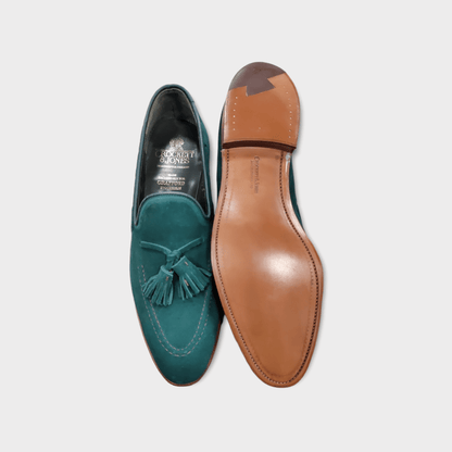 Crockett & Jones <br> Guernsey Green Suede Tassel Loafer