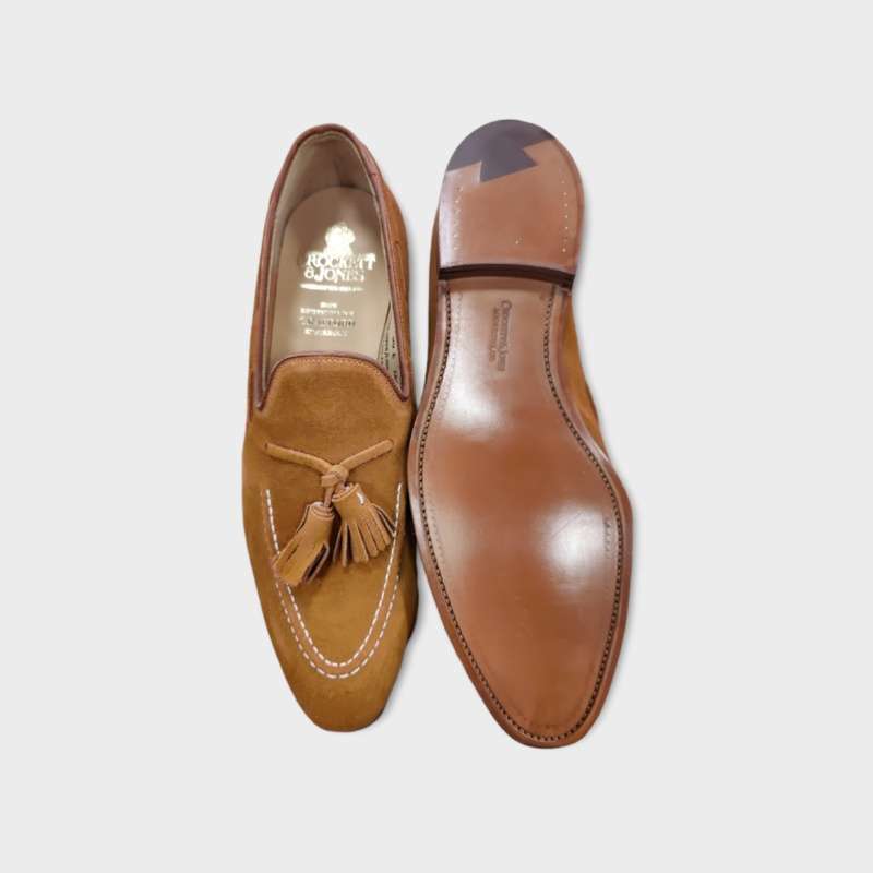 Crockett & Jones <br> Guernsey Burnt Orange Suede Tassel Loafer
