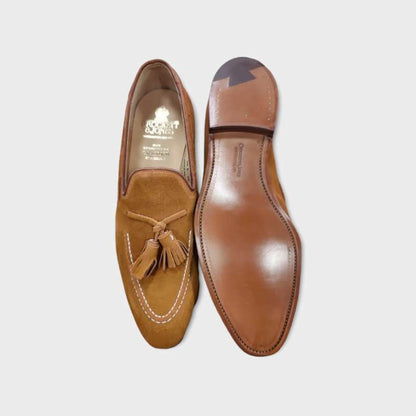 Crockett & Jones <br> Guernsey Burnt Orange Suede Tassel Loafer