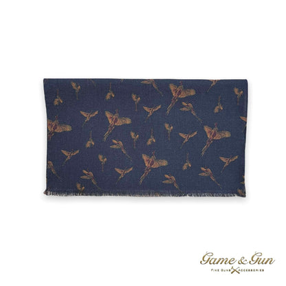 Portia <br> Wool Scarf Pheasant Dark Blue