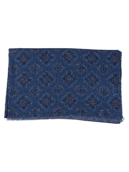 Portia Big Flower Blue Wool Scarf