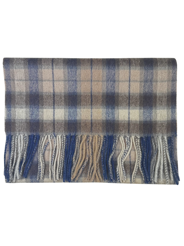 Portia Checkered Wool Scarf - Blue