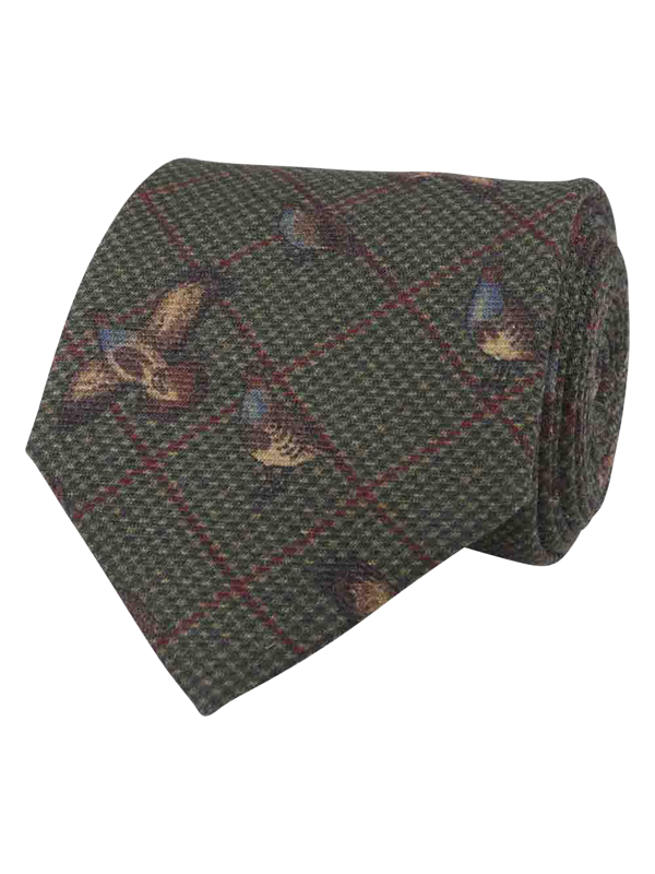 Portia Grouse Wool Tie - Green
