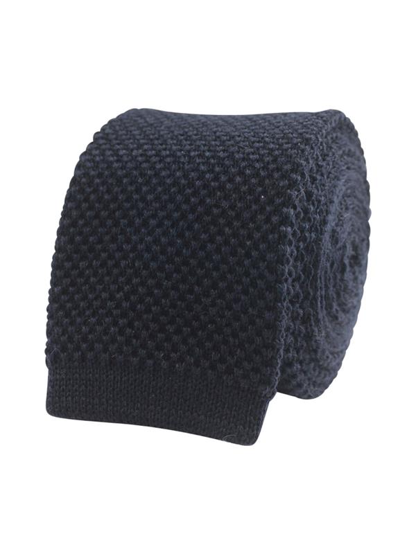 Portia Knitted Wool Tie - Dark Navy