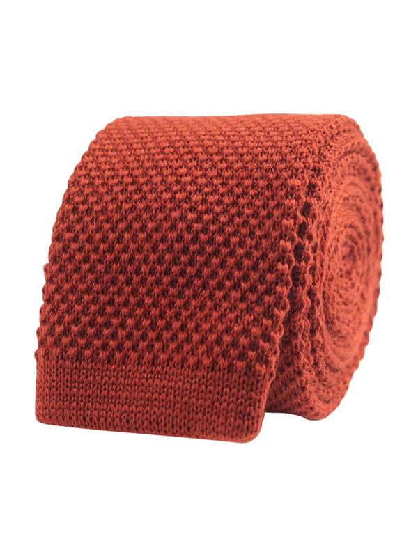 Portia Knitted Wool Tie - Orange