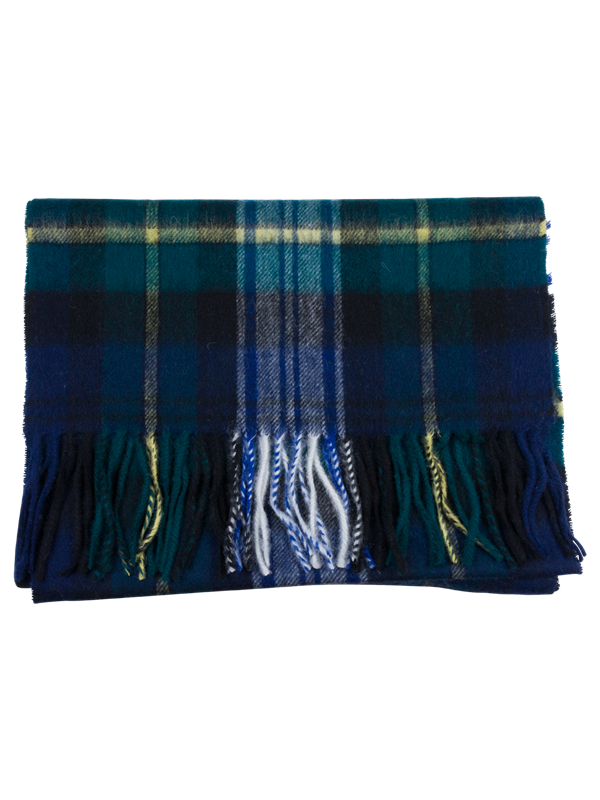 Portia Tartan Wool Scarf - Blue