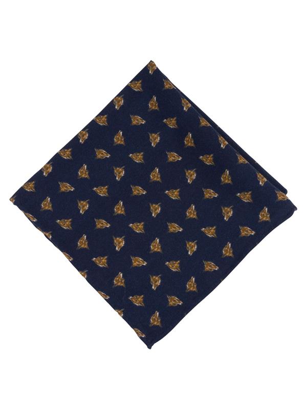 Portia Fox Wool Pocket Square - Navy