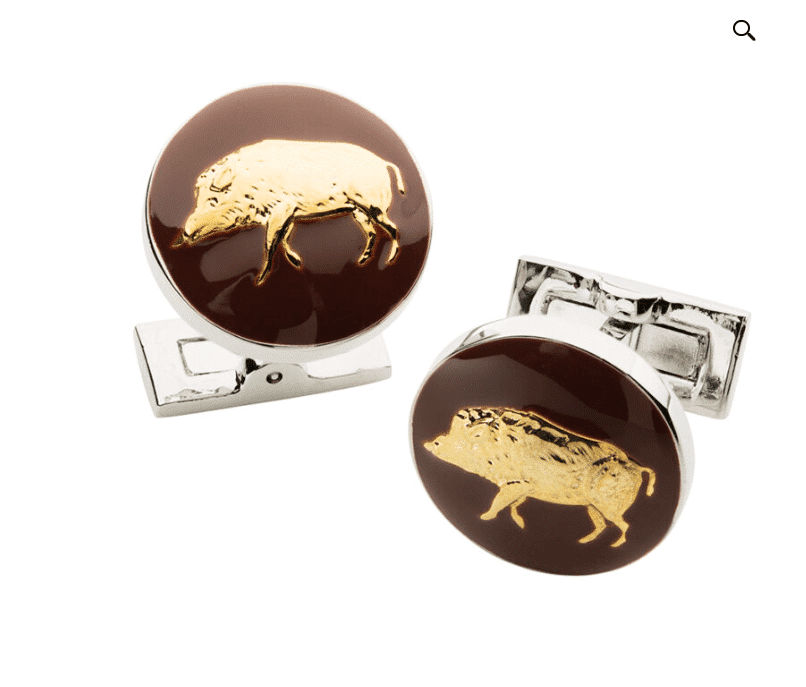 Boar Cufflinks Burgundy