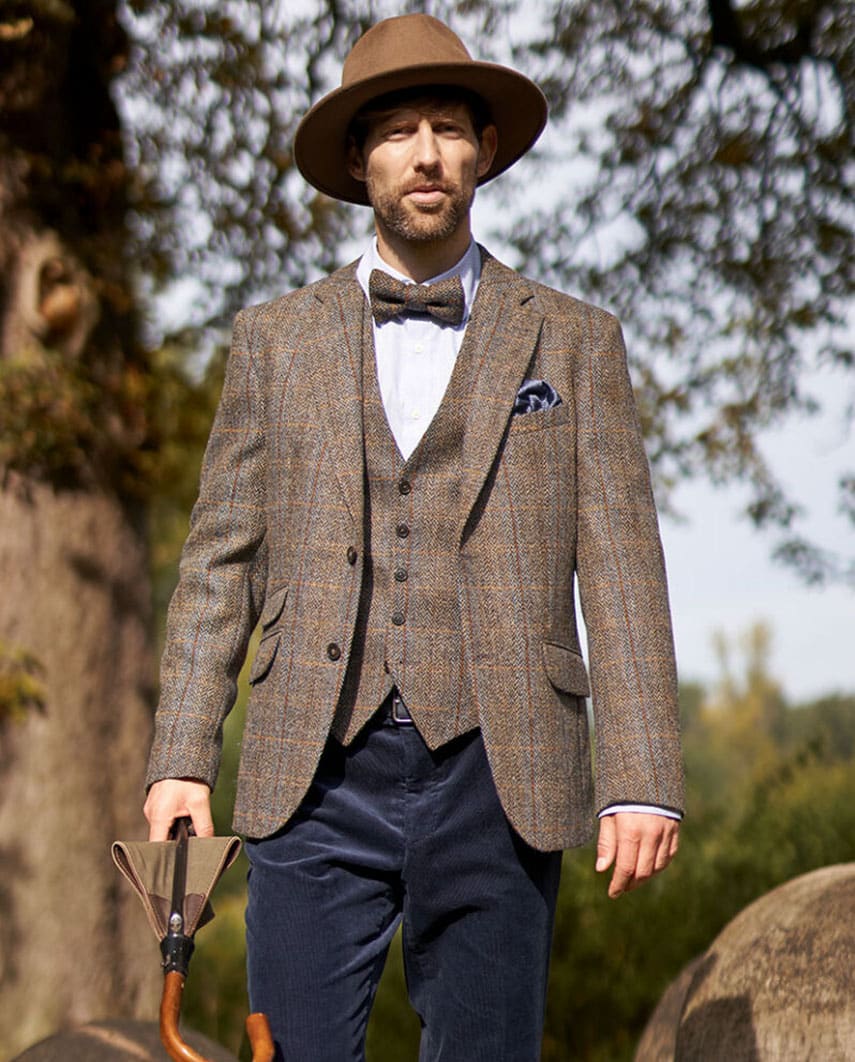 Wellington of Bilmore <br> 631 London Jacket Green-Blue Harris Tweed